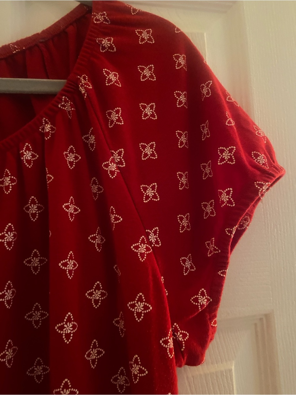 Karen Scott Red Short-Sleeve Printed Peasant Top - Picture 2 of 6